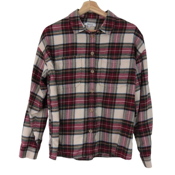 MADEWELL Women's Flannel Shirt-Jacket in Tartan Plaid M Shacket Layering - Picture 1 of 10